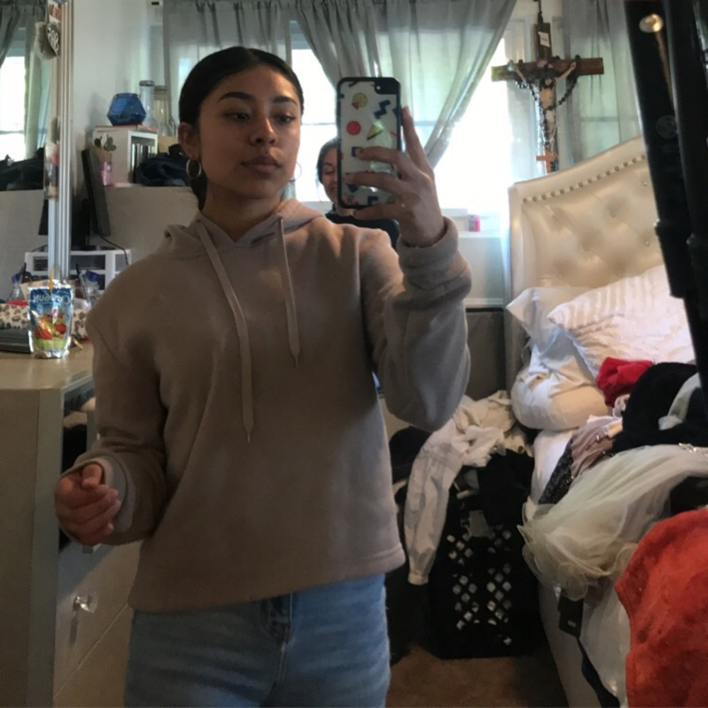 cute tan crop hoodie